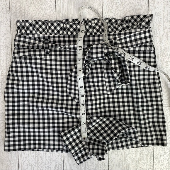 Zara black white gingham speck paper bag tie front shorts size M - Picture 7 of 10
